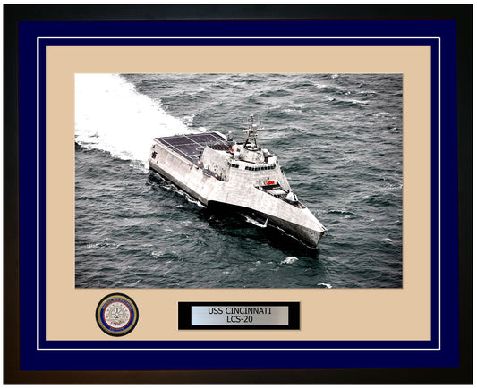 USS Cincinnati LCS-20 Framed Navy Ship Photo Blue