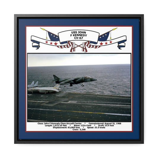 USS John F Kennedy CV-67 Navy Floating Frame Photo Front View