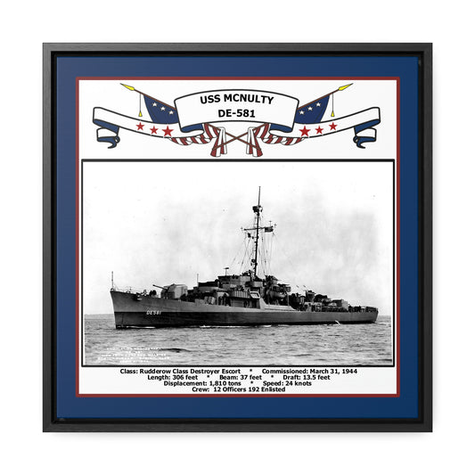USS Mcnulty DE-581 Navy Floating Frame Photo Front View