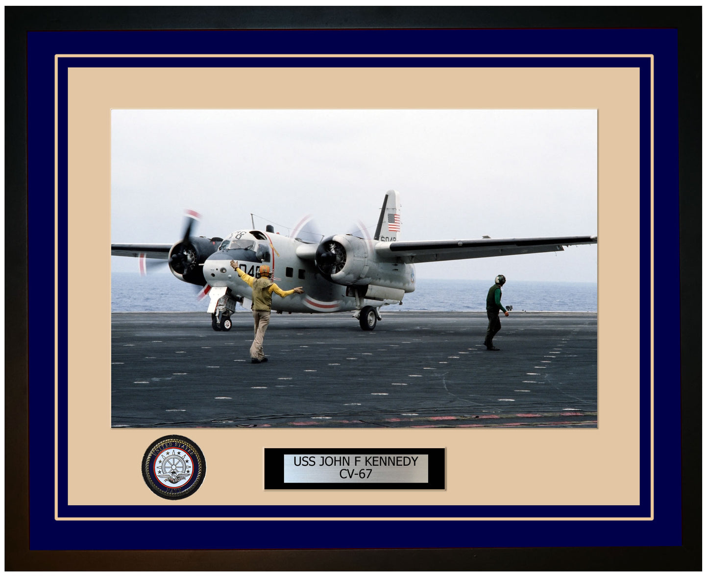 USS JOHN F KENNEDY CV-67 Framed Navy Ship Photo Blue