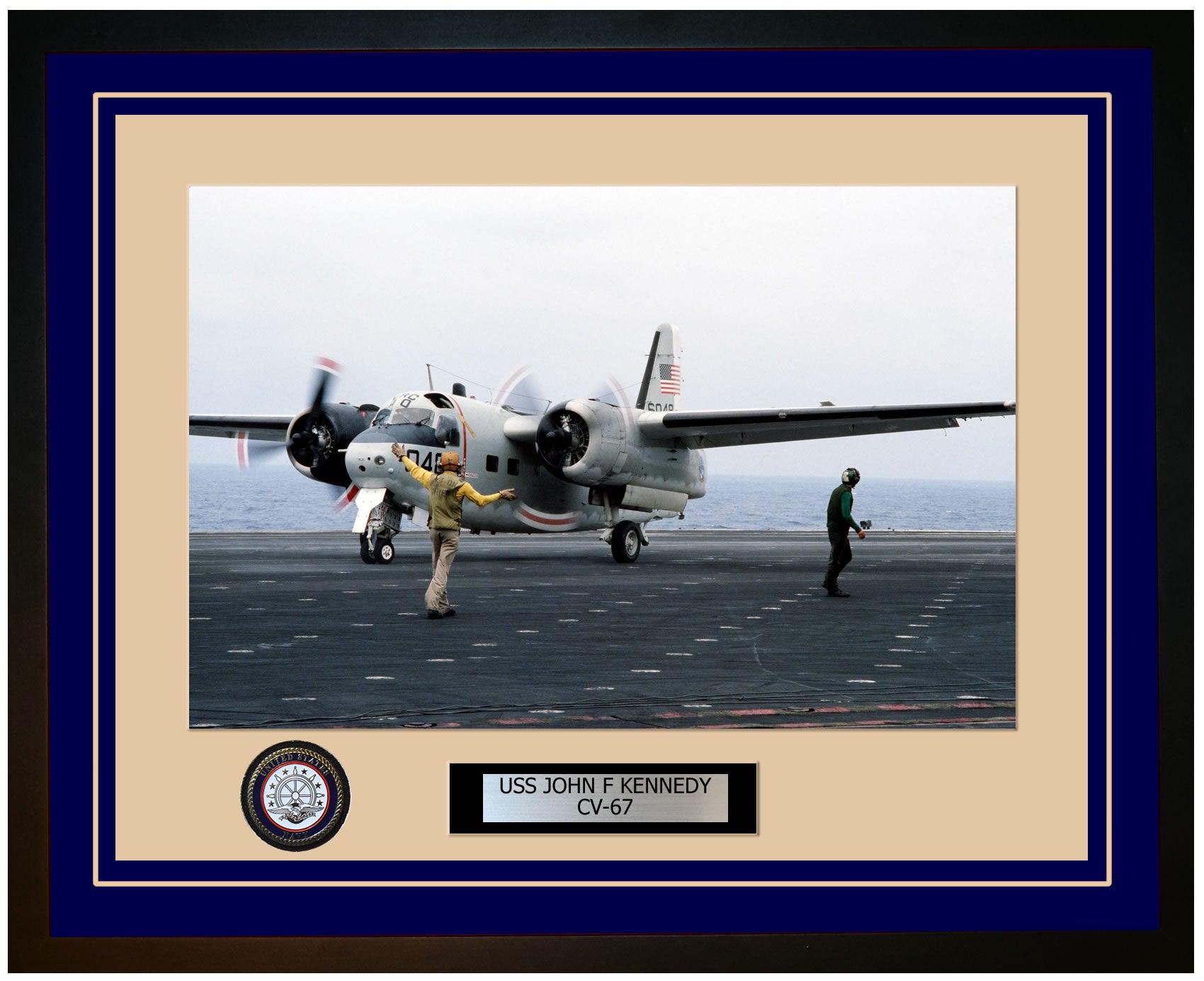 USS JOHN F KENNEDY CV-67 Framed Navy Ship Photo Blue