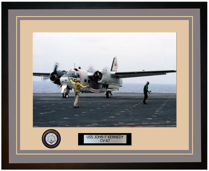USS JOHN F KENNEDY CV-67 Framed Navy Ship Photo Grey