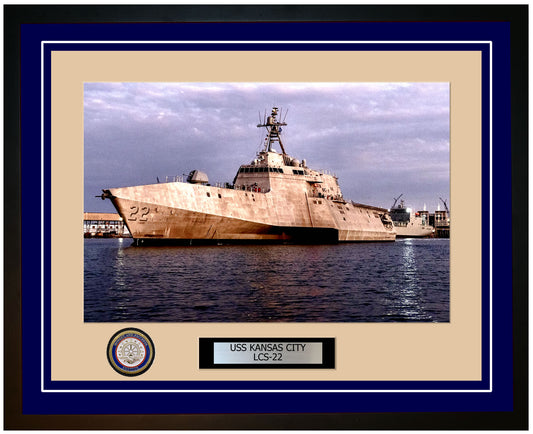 USS Kansas City LCS-22 Framed Navy Ship Photo Blue