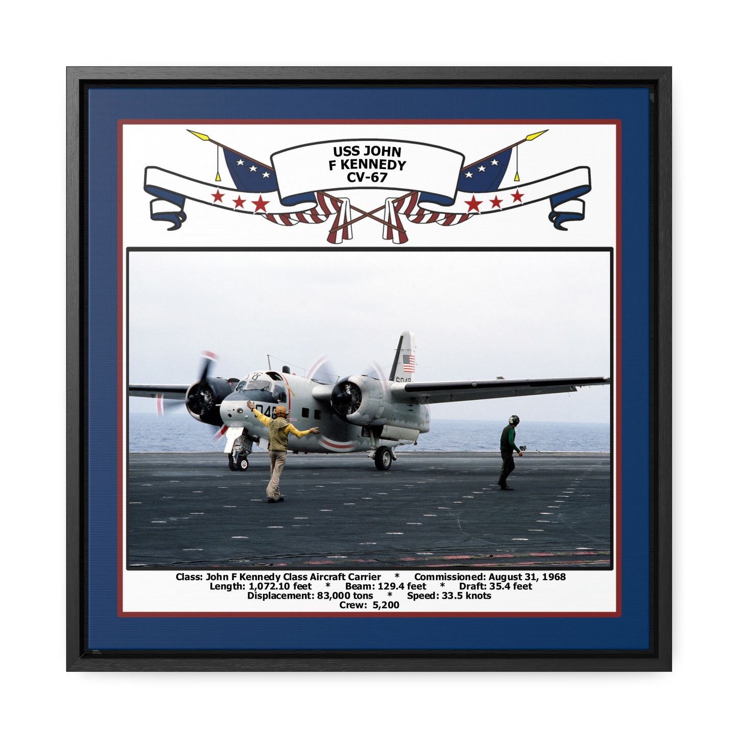 USS John F Kennedy CV-67 Navy Floating Frame Photo Front View