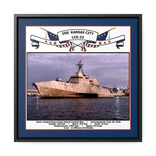 USS Kansas City LCS-22 Navy Floating Frame Photo Front View