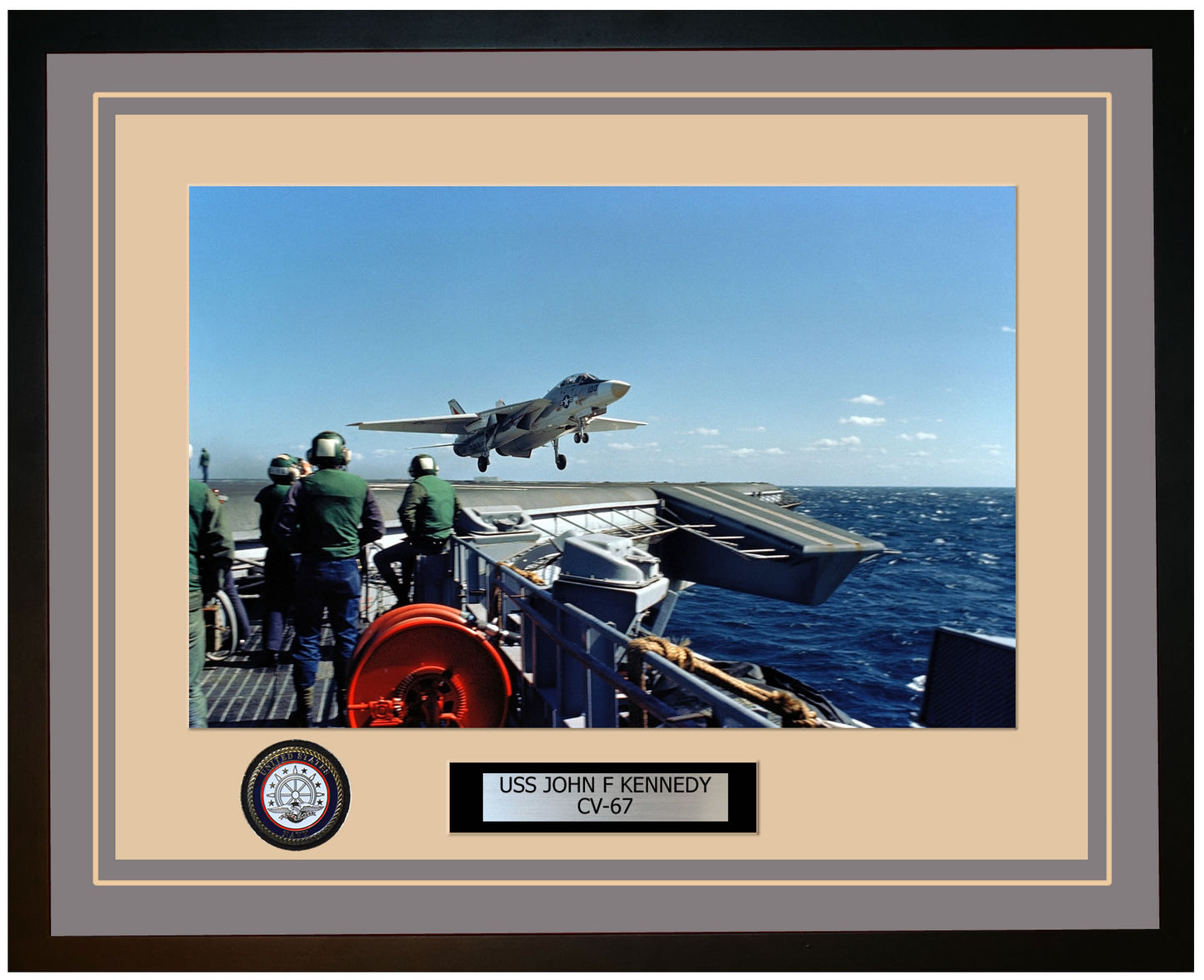 USS JOHN F KENNEDY CV-67 Framed Navy Ship Photo Grey