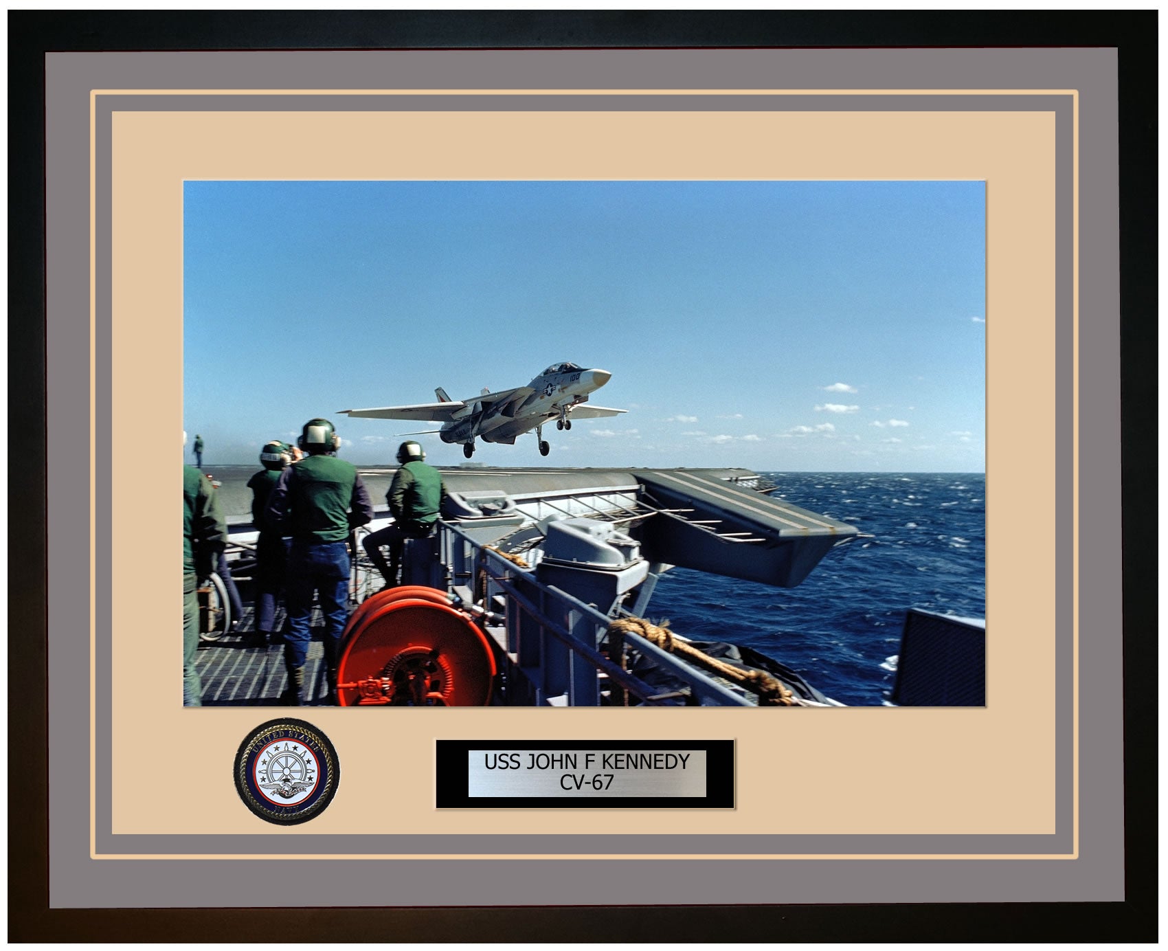 USS JOHN F KENNEDY CV-67 Framed Navy Ship Photo Grey