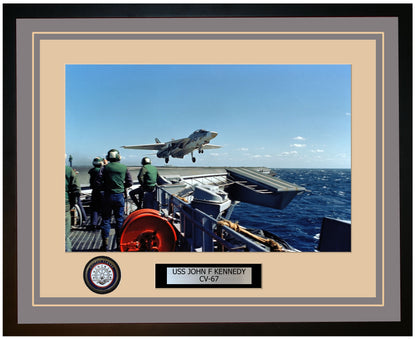 USS JOHN F KENNEDY CV-67 Framed Navy Ship Photo Grey
