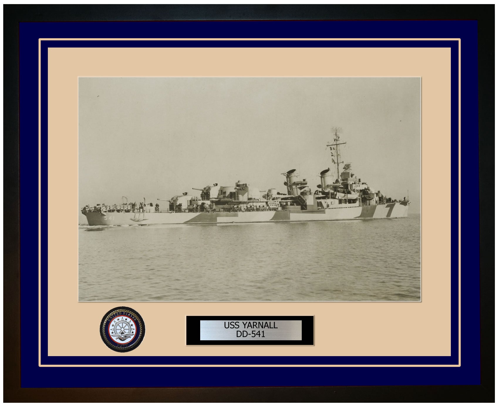 USS YARNALL DD-541 Framed Navy Ship Photo Blue
