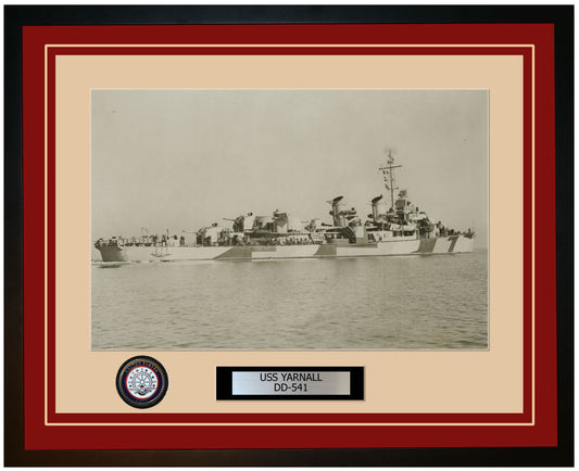 USS YARNALL DD-541 Framed Navy Ship Photo Burgundy
