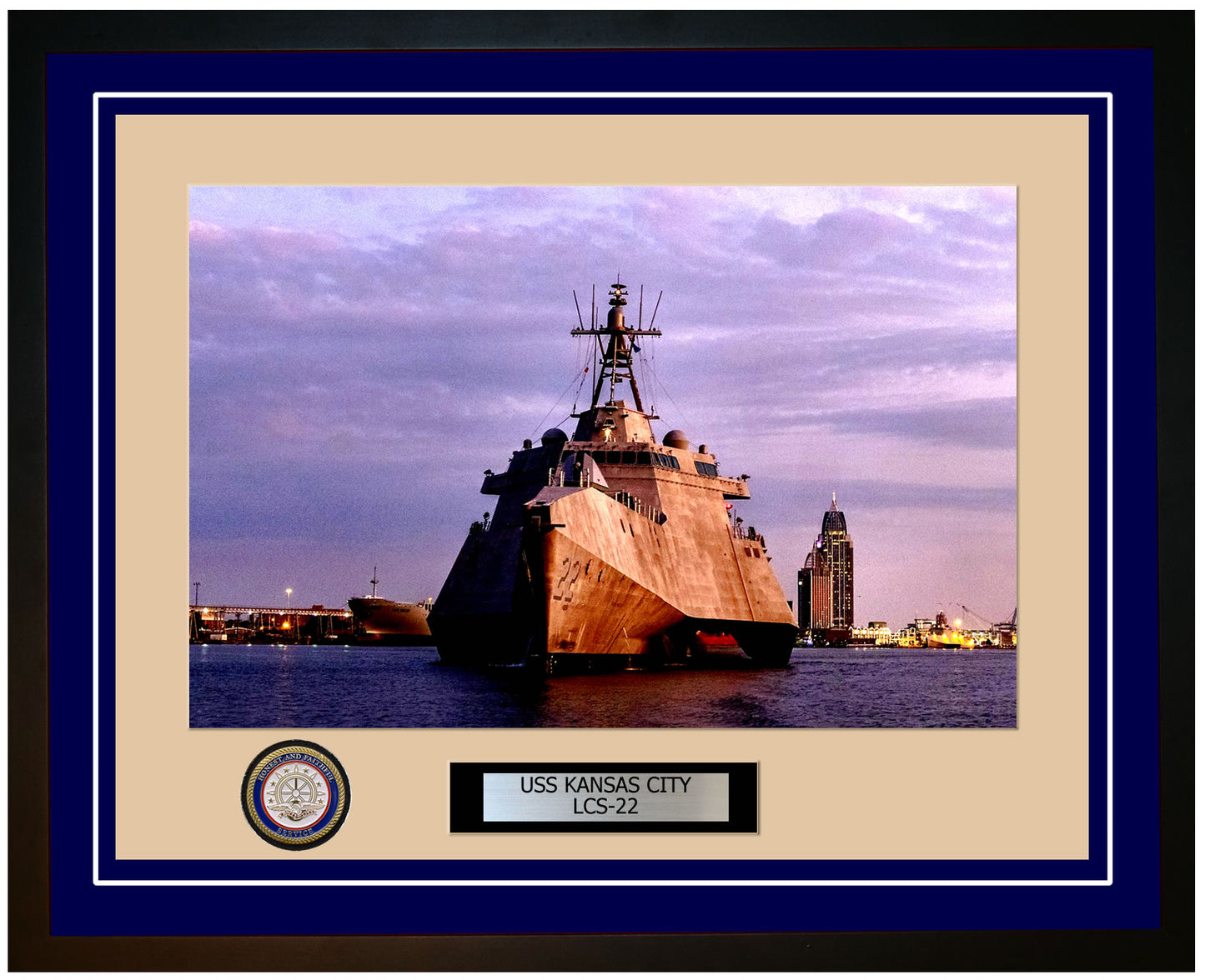 USS Kansas City LCS-22 Framed Navy Ship Photo Blue
