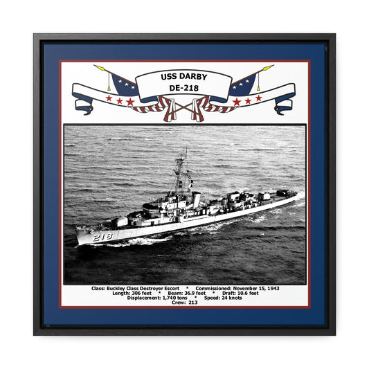 USS Darby DE-218 Navy Floating Frame Photo Front View