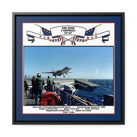 USS John F Kennedy CV-67 Navy Floating Frame Photo Front View
