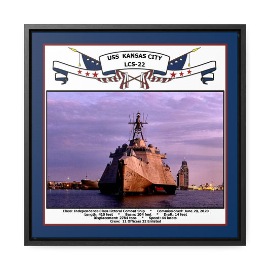 USS Kansas City LCS-22 Navy Floating Frame Photo Front View