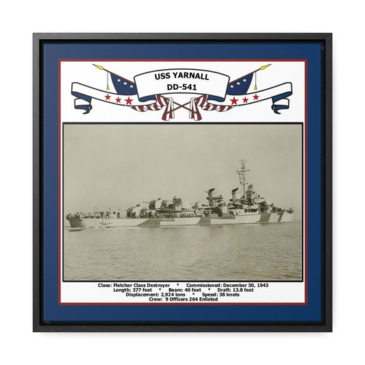 USS Yarnall DD-541 Navy Floating Frame Photo Front View