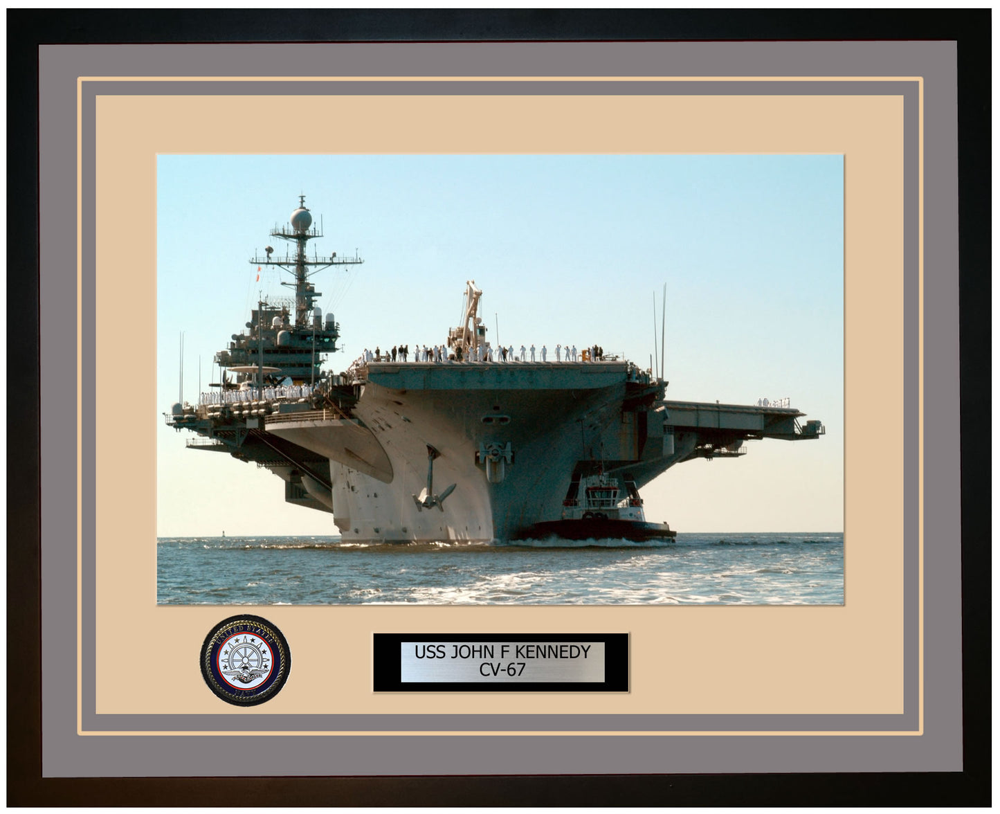 USS JOHN F KENNEDY CV-67 Framed Navy Ship Photo Grey