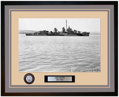 USS BOYD DD-544 Framed Navy Ship Photo Grey