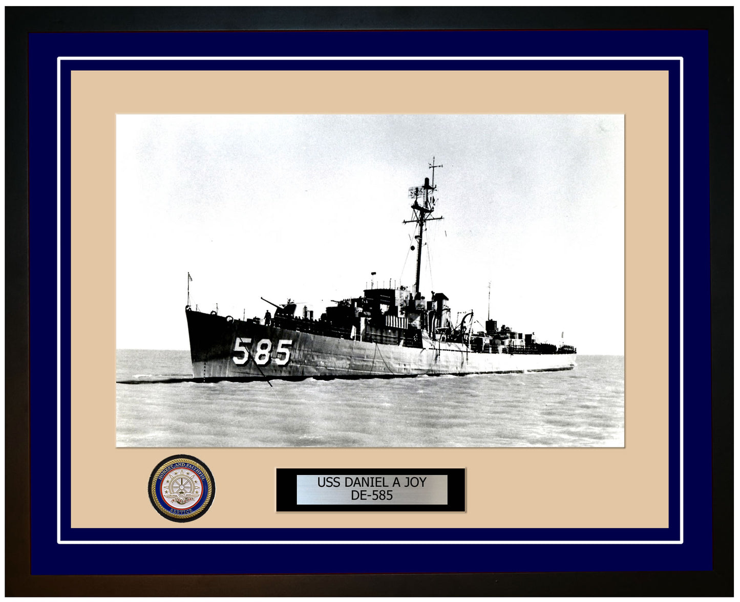 USS Daniel A Joy DE-585 Framed Navy Ship Photo Blue