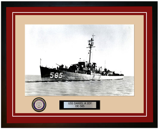 USS Daniel A Joy DE-585 Framed Navy Ship Photo Burgundy