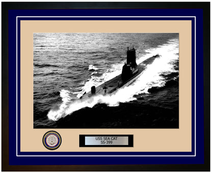 USS Sea Cat SS-399 Framed Navy Ship Photo Blue