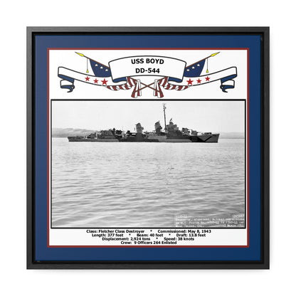 USS Boyd DD-544 Navy Floating Frame Photo Front View
