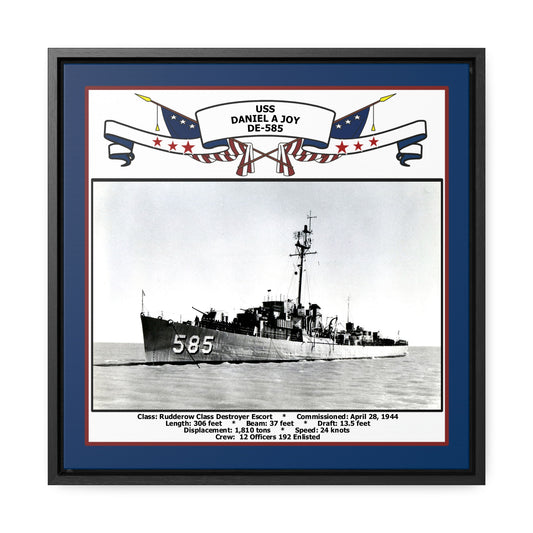 USS Daniel A Joy DE-585 Navy Floating Frame Photo Front View
