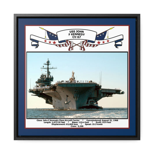 USS John F Kennedy CV-67 Navy Floating Frame Photo Front View
