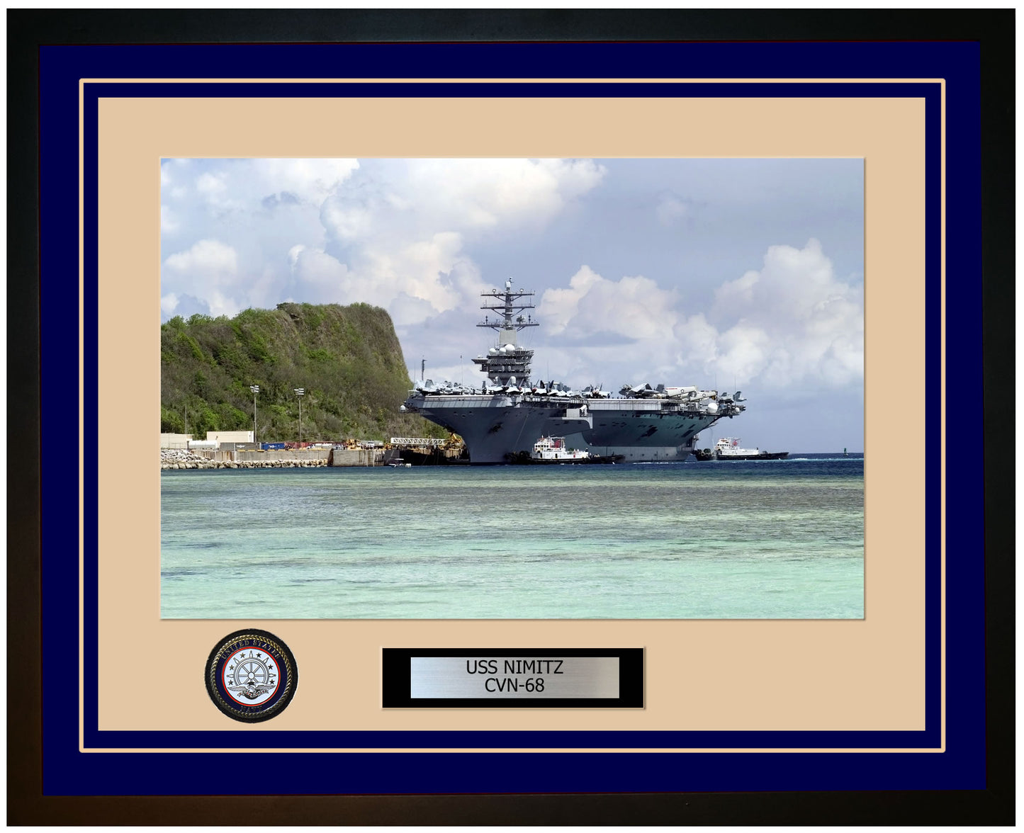 USS NIMITZ CVN-68 Framed Navy Ship Photo Blue