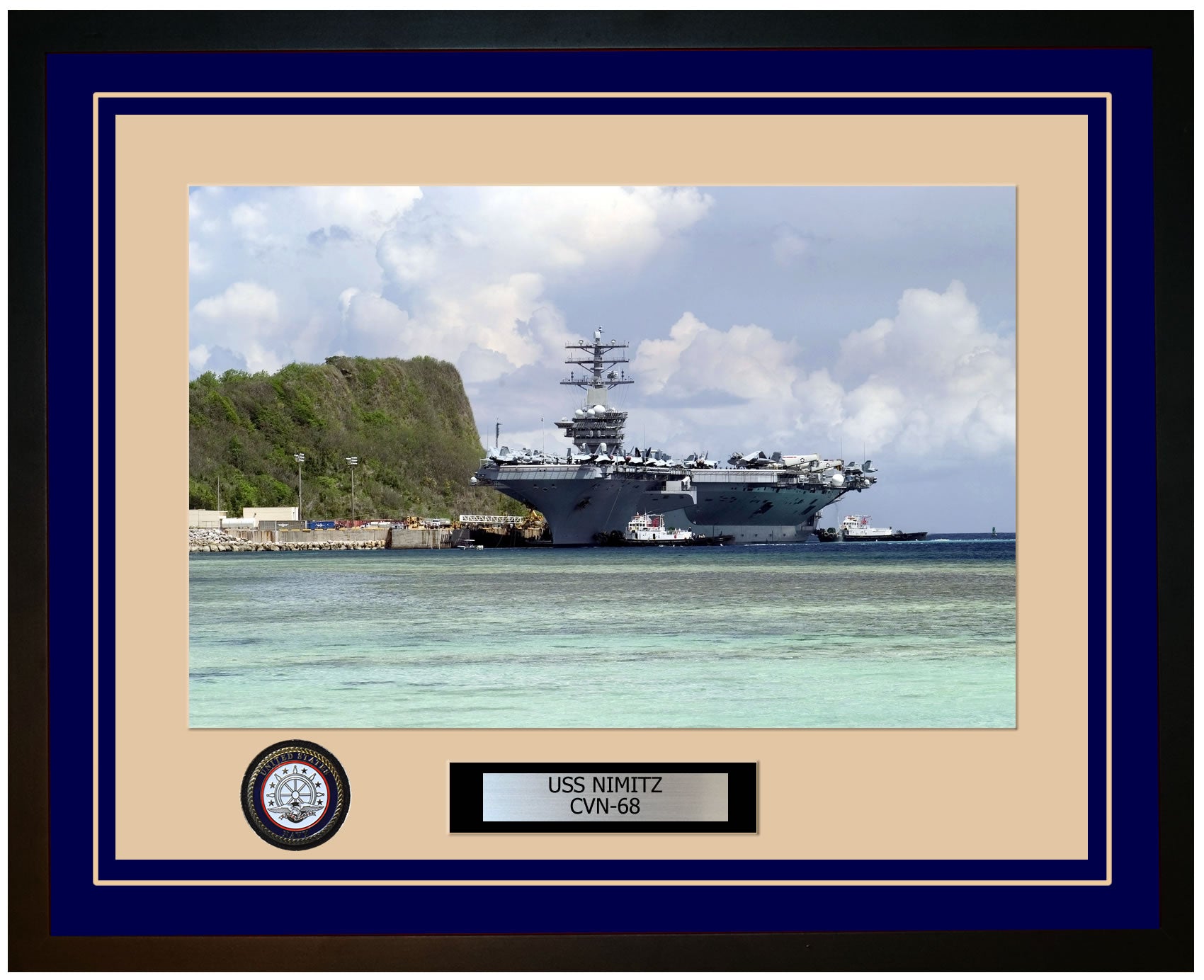 USS NIMITZ CVN-68 Framed Navy Ship Photo Blue