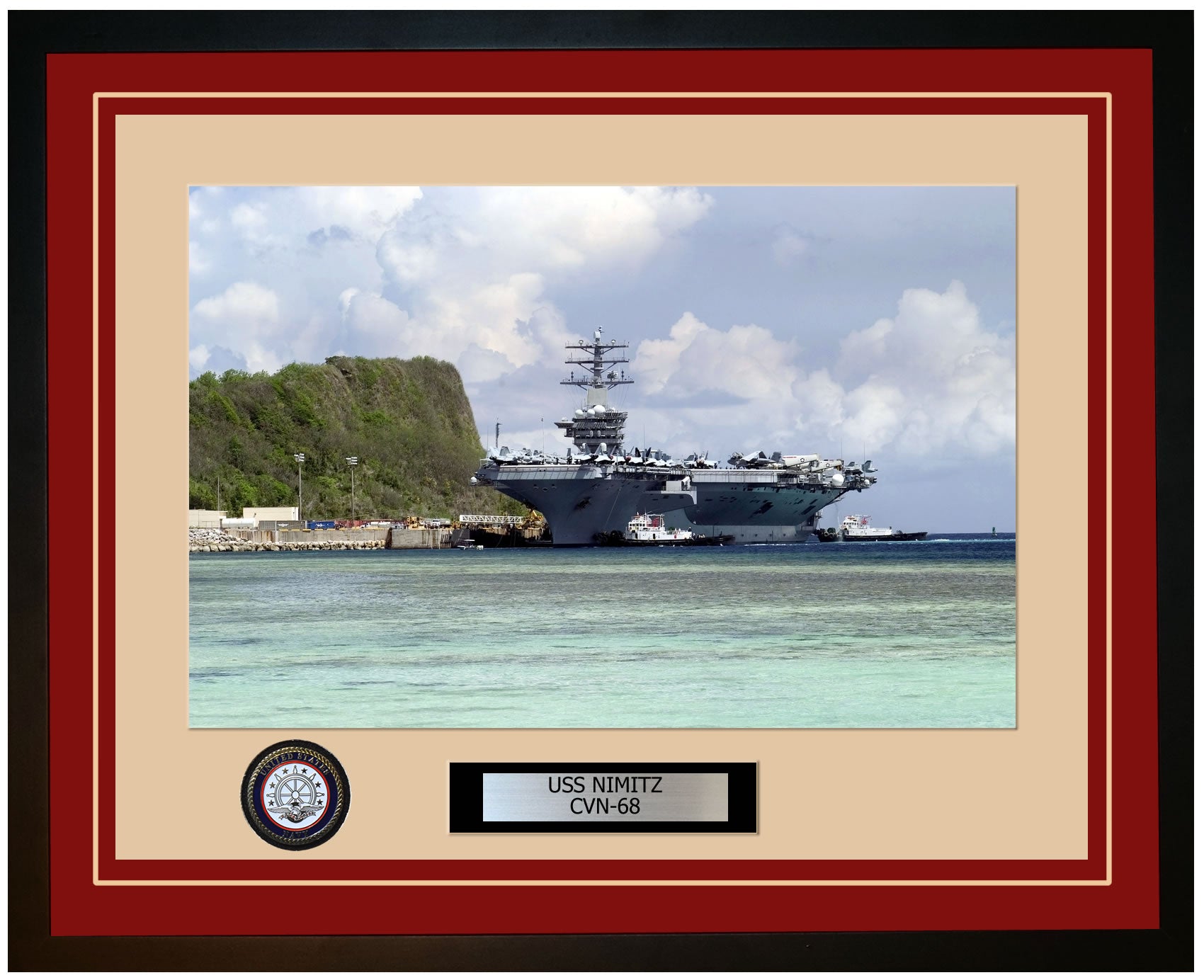 USS NIMITZ CVN-68 Framed Navy Ship Photo Burgundy
