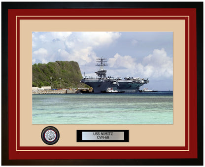 USS NIMITZ CVN-68 Framed Navy Ship Photo Burgundy