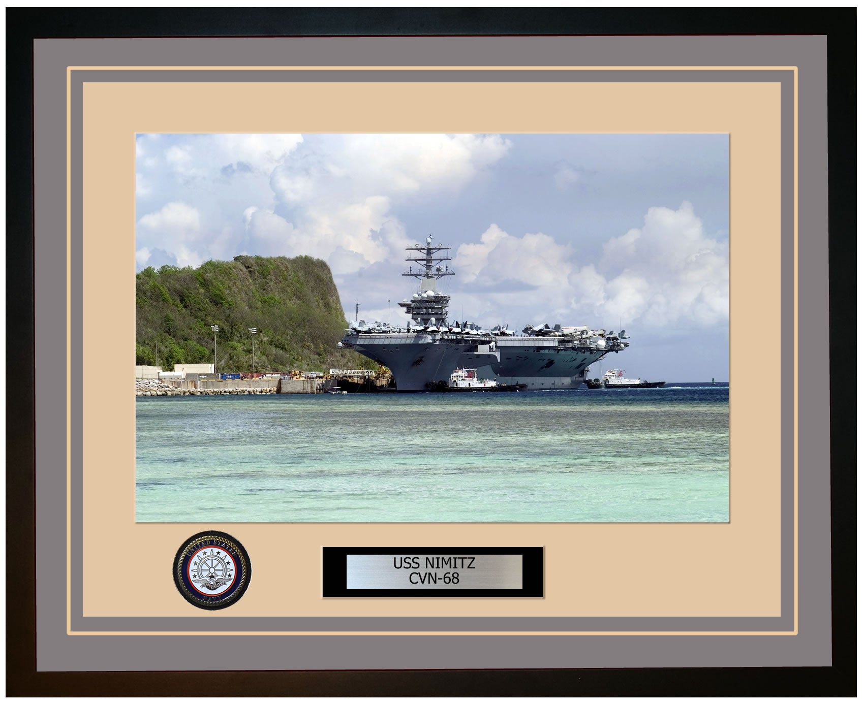 USS NIMITZ CVN-68 Framed Navy Ship Photo Grey