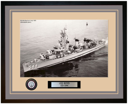 USS BOYD DD-544 Framed Navy Ship Photo Grey