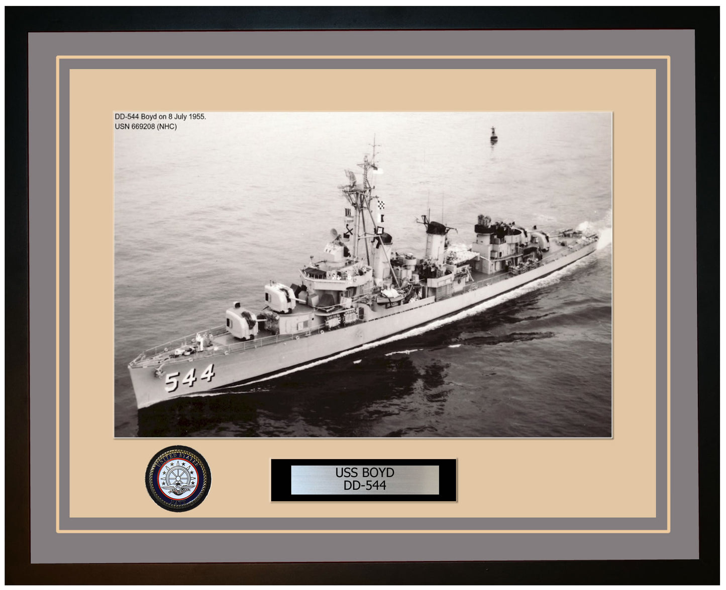 USS BOYD DD-544 Framed Navy Ship Photo Grey