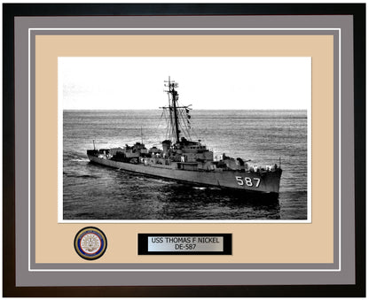 USS Thomas F Nickel DE-587 Framed Navy Ship Photo Grey