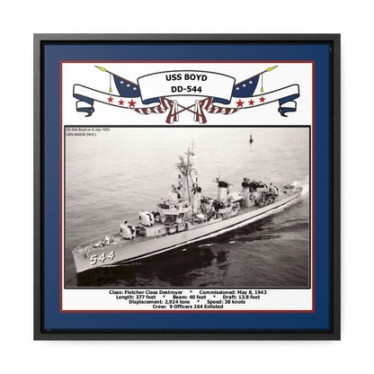 USS Boyd DD-544 Navy Floating Frame Photo Front View