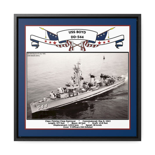 USS Boyd DD-544 Navy Floating Frame Photo Front View