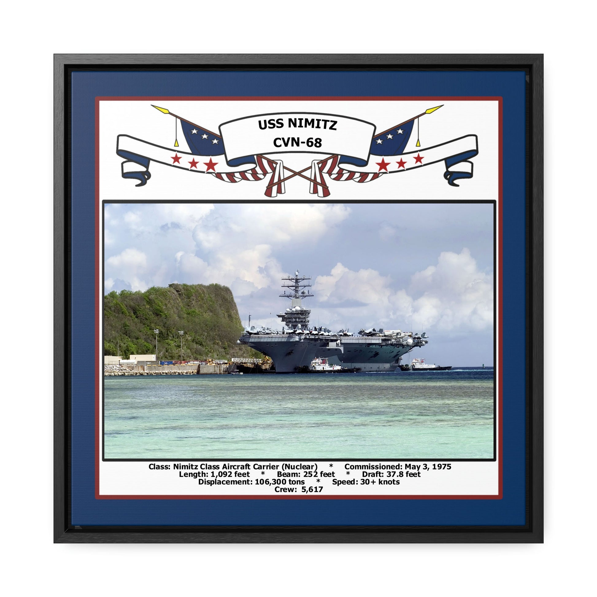 USS Nimitz CVN-68 Navy Floating Frame Photo Front View