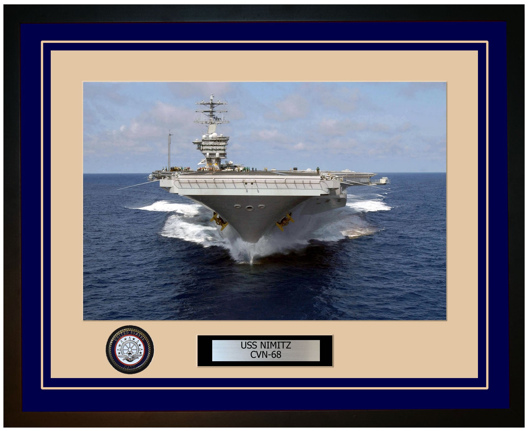USS NIMITZ CVN-68 Framed Navy Ship Photo Blue