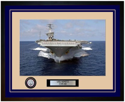 USS NIMITZ CVN-68 Framed Navy Ship Photo Blue