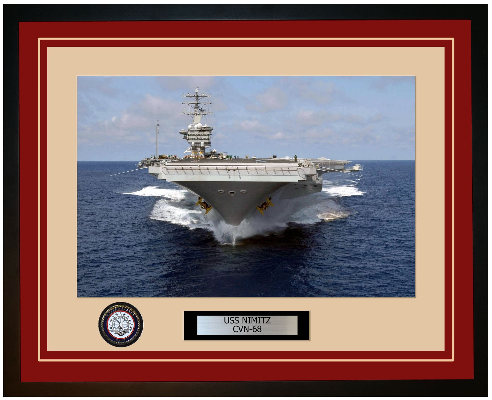 USS NIMITZ CVN-68 Framed Navy Ship Photo Burgundy