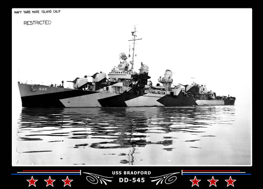 USS Bradford DD-545 Canvas Photo Print