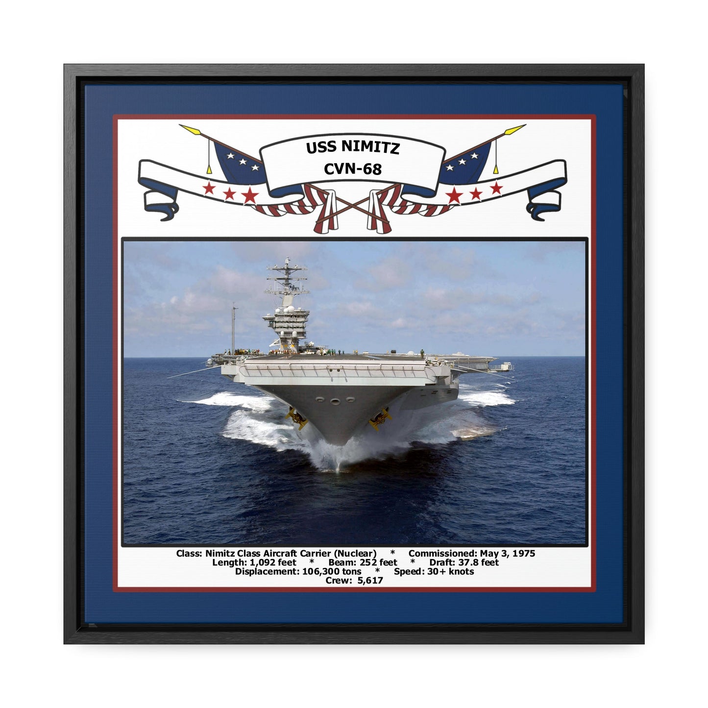 USS Nimitz CVN-68 Navy Floating Frame Photo Front View
