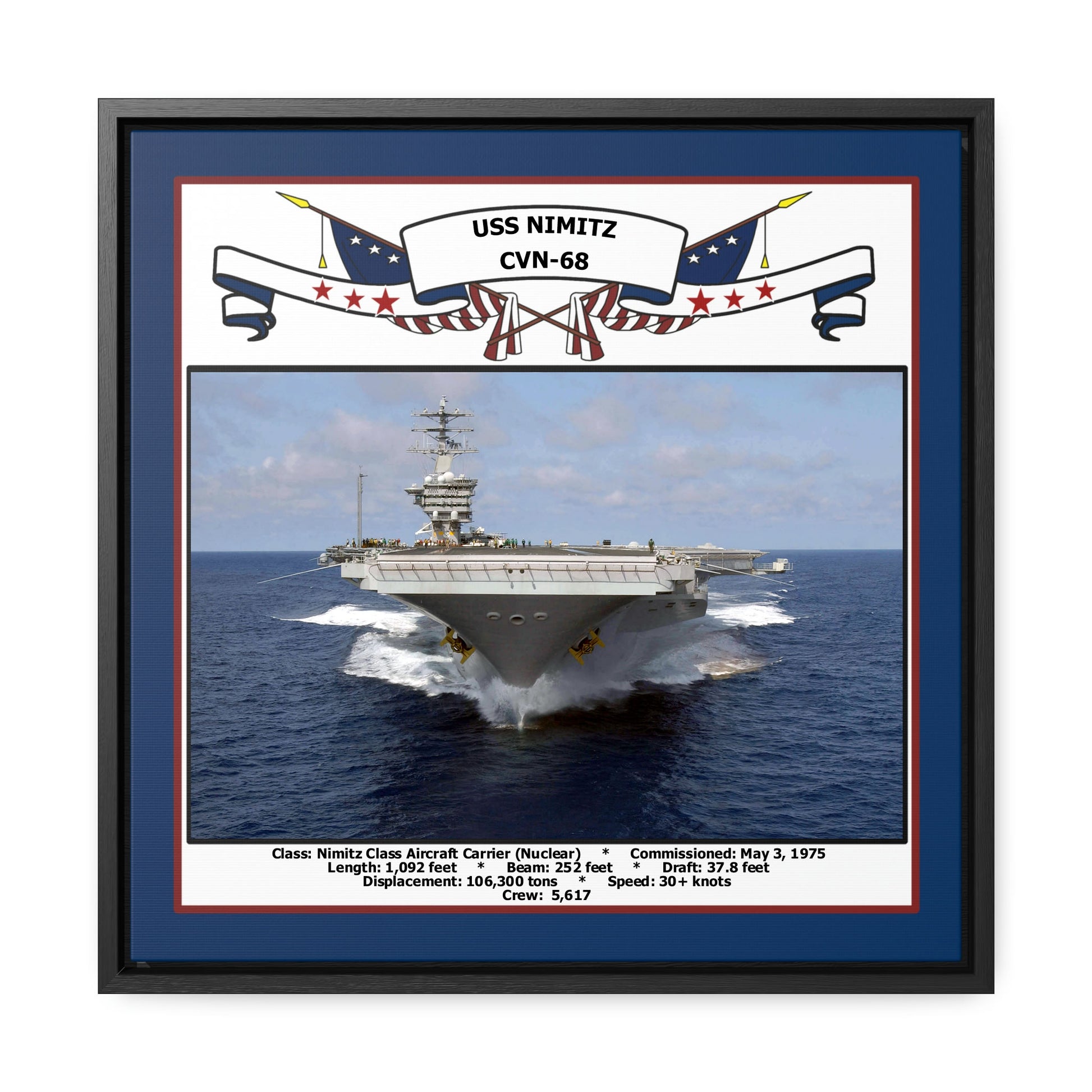 USS Nimitz CVN-68 Navy Floating Frame Photo Front View