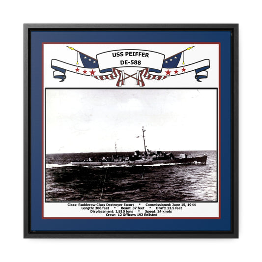 USS Peiffer DE-588 Navy Floating Frame Photo Front View