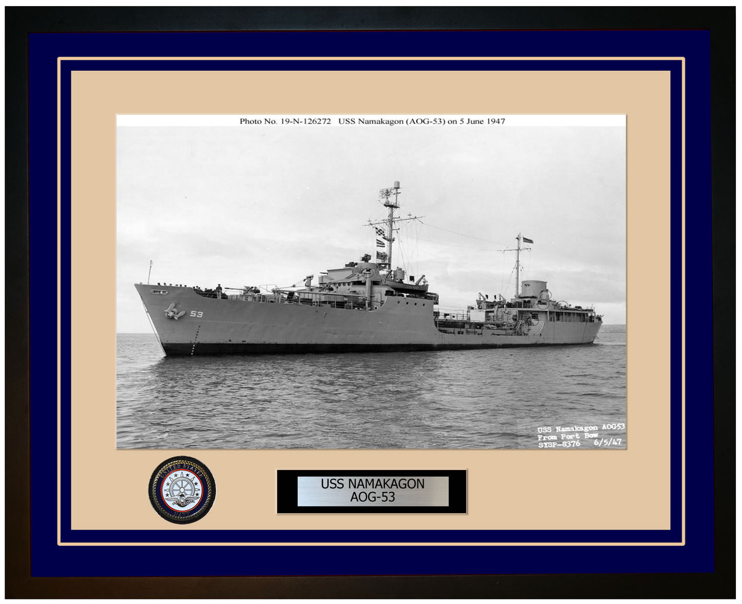 USS NAMAKAGON AOG-53 Framed Navy Ship Photo Blue