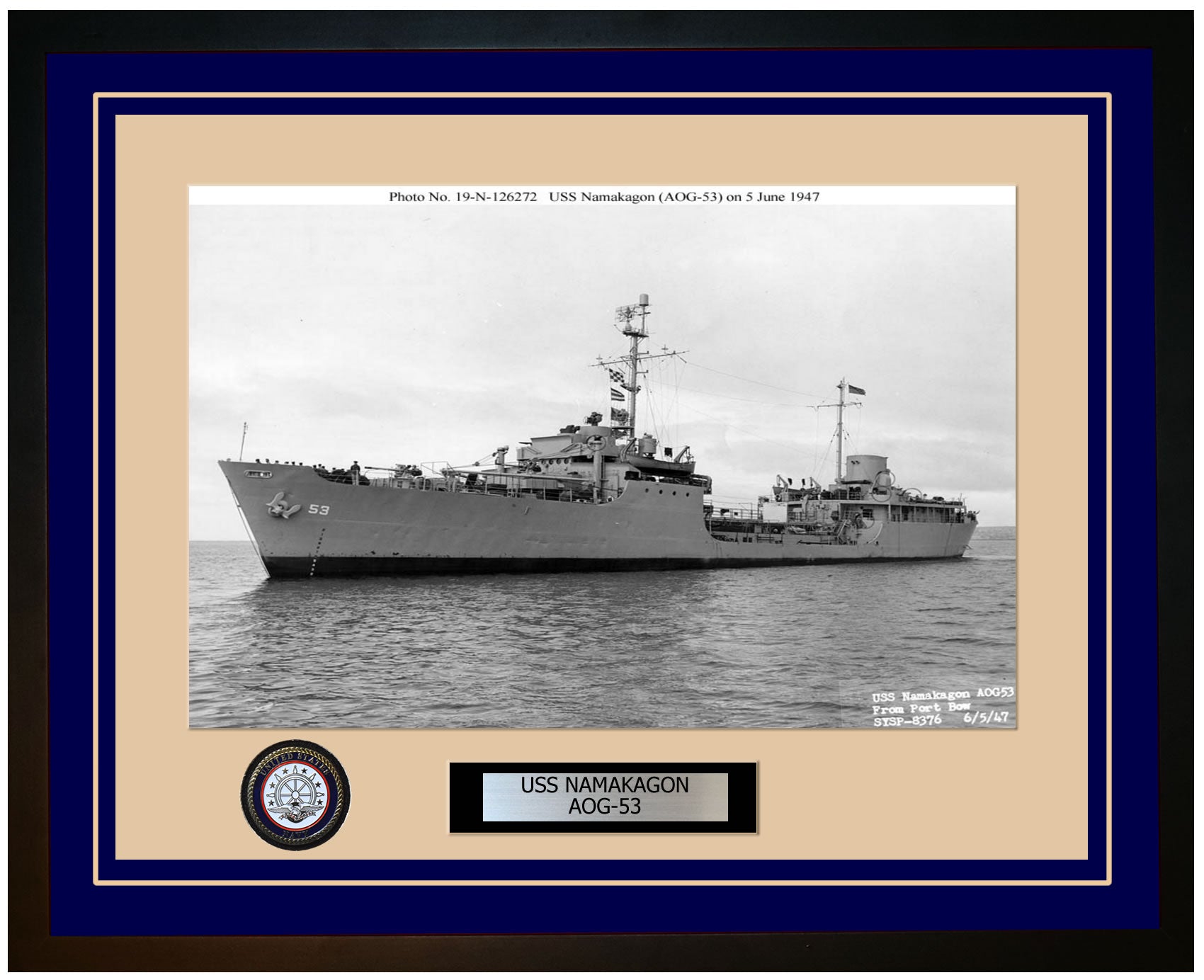 USS NAMAKAGON AOG-53 Framed Navy Ship Photo Blue