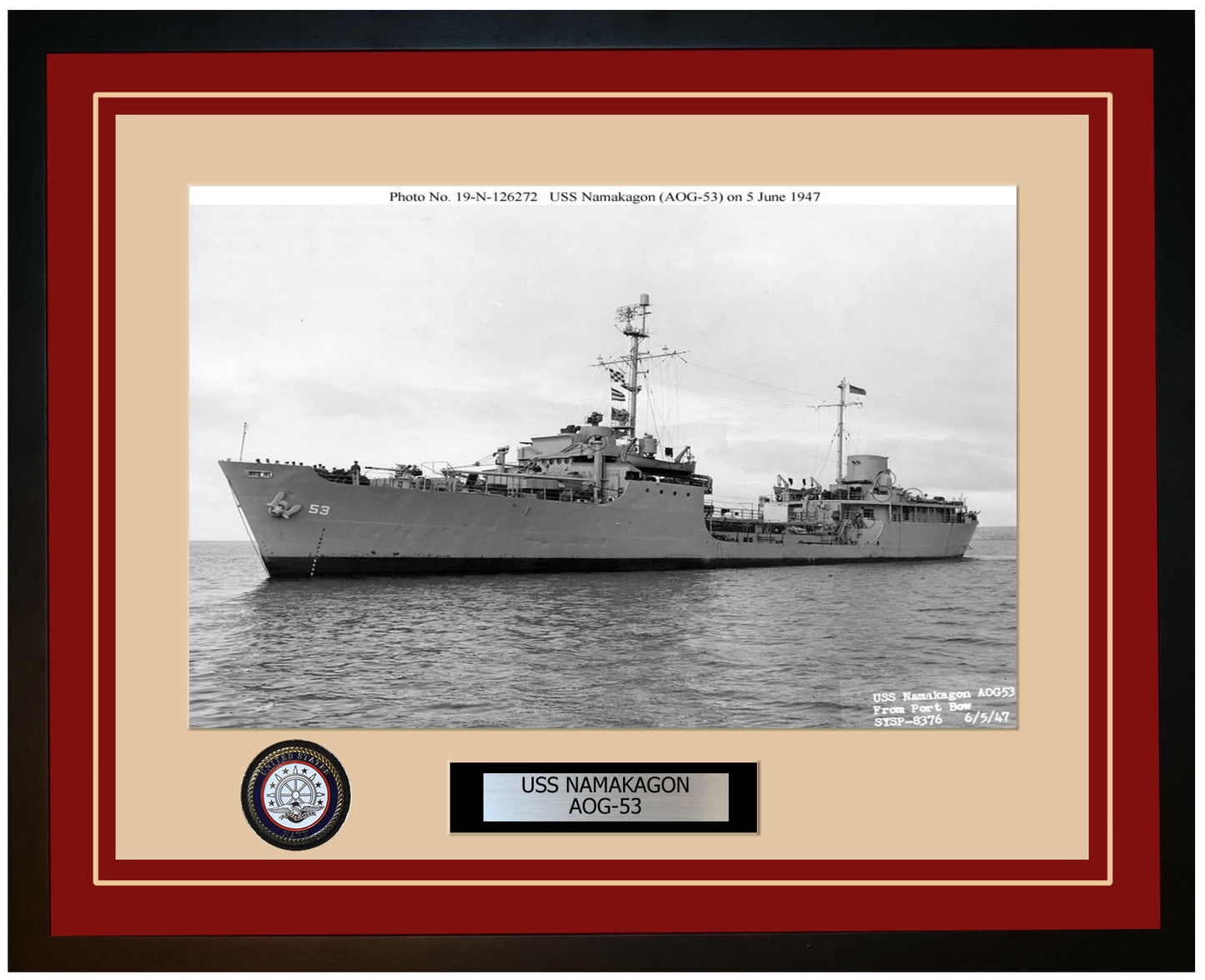 USS NAMAKAGON AOG-53 Framed Navy Ship Photo Burgundy