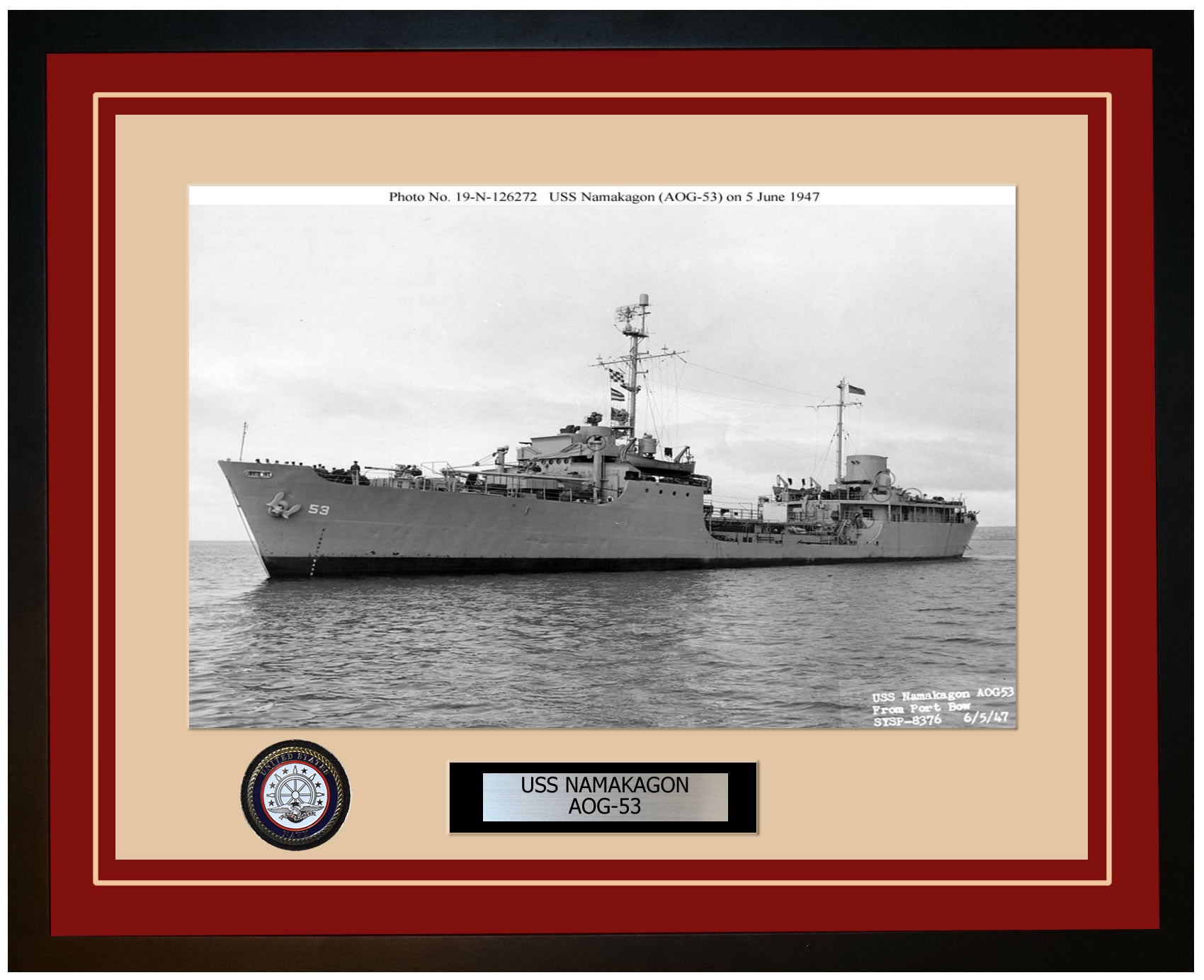 USS NAMAKAGON AOG-53 Framed Navy Ship Photo Burgundy