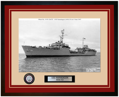 USS NAMAKAGON AOG-53 Framed Navy Ship Photo Burgundy